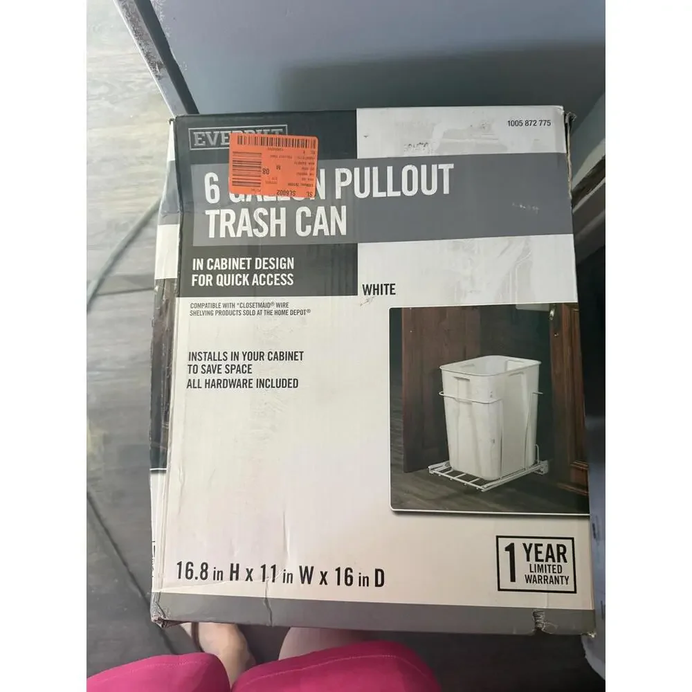 Everbilt Pull-Out Under Cabinet Trash Can Holder 6 Gal Wire Rack New - Picture 5 of 5